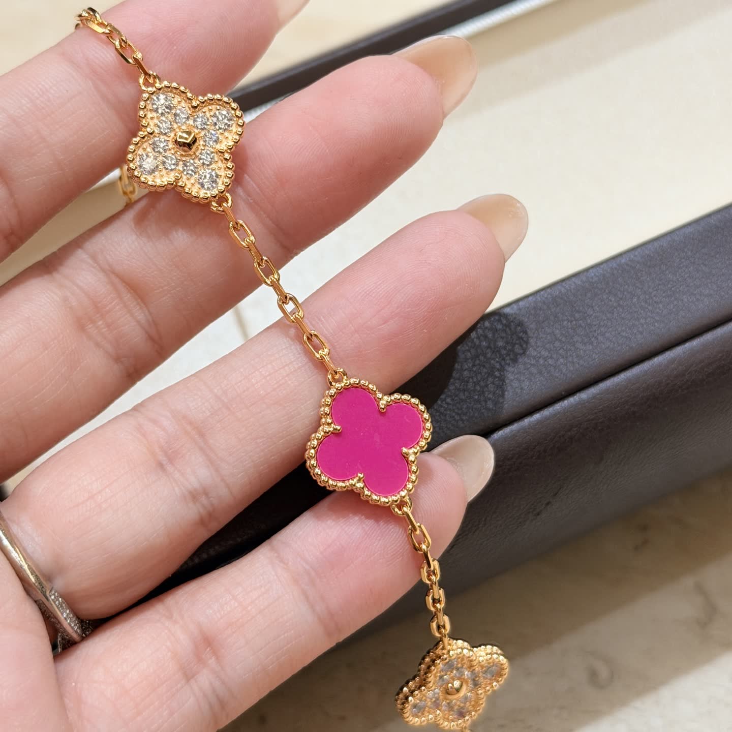 Van Cleef & Arpels Magic Alhambra Pink Enamel Bracelet